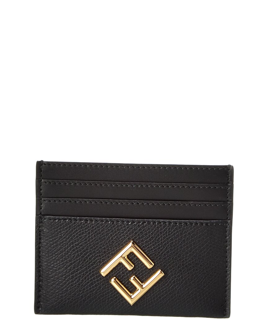Shop Fendi Ff Diamonds Leather Card Holder In Black