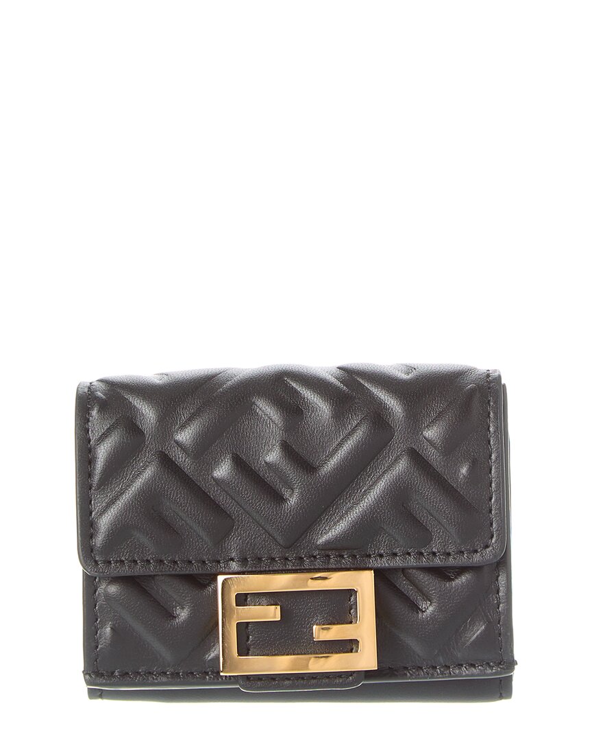 Fendi Ff Diamonds Leather Wallet In Black