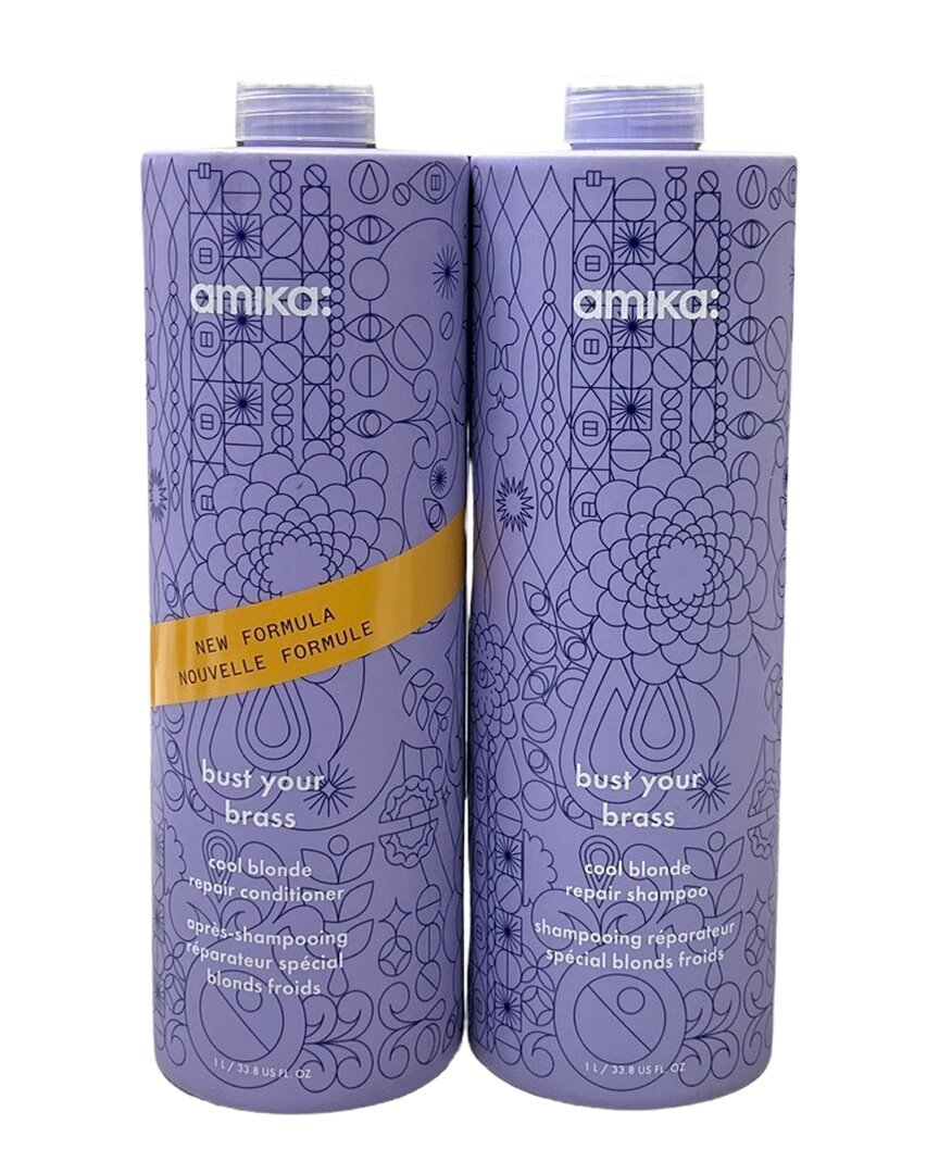 Shop Amika Unisex 33.8oz Bust Your Brass Cool Blonde Repair Shampoo & Conditioner Duo