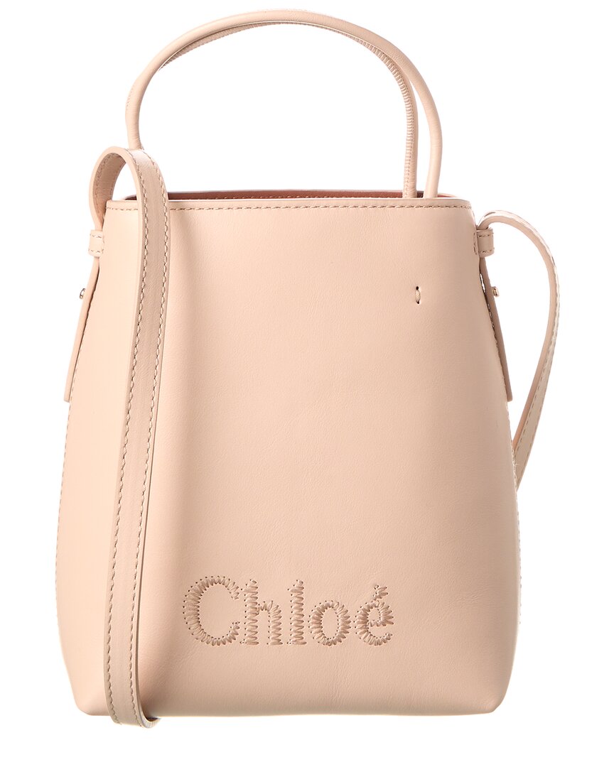 Shop Chloé Sense Micro Leather Tote In Pink