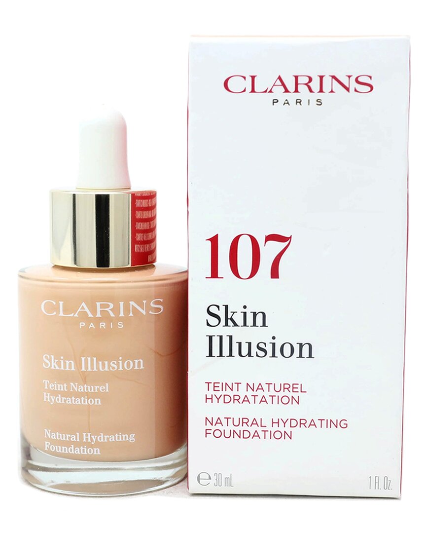 Clarins 1oz 107 Beige Skin Illusion Natural Hydrating Foundation In White