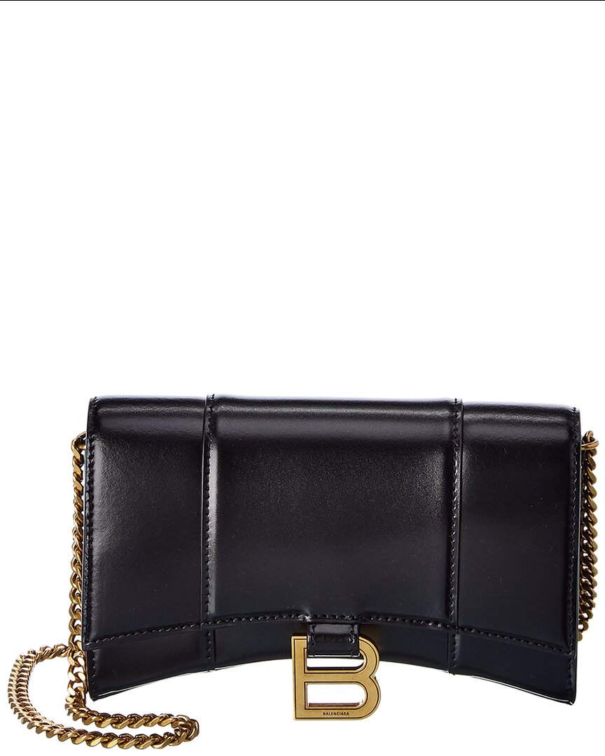 Balenciaga Hourglass Leather Wallet On Chain