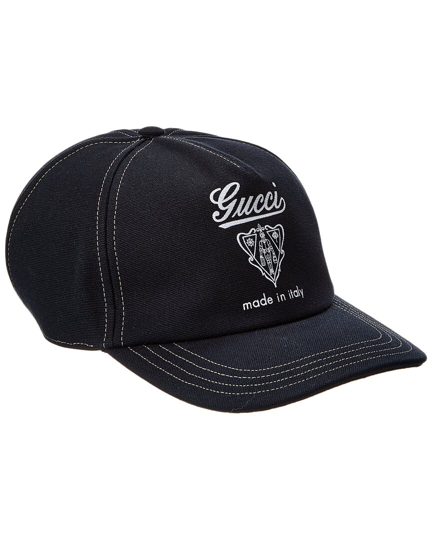 Gucci Printed Canvas Baseball Cap In Black