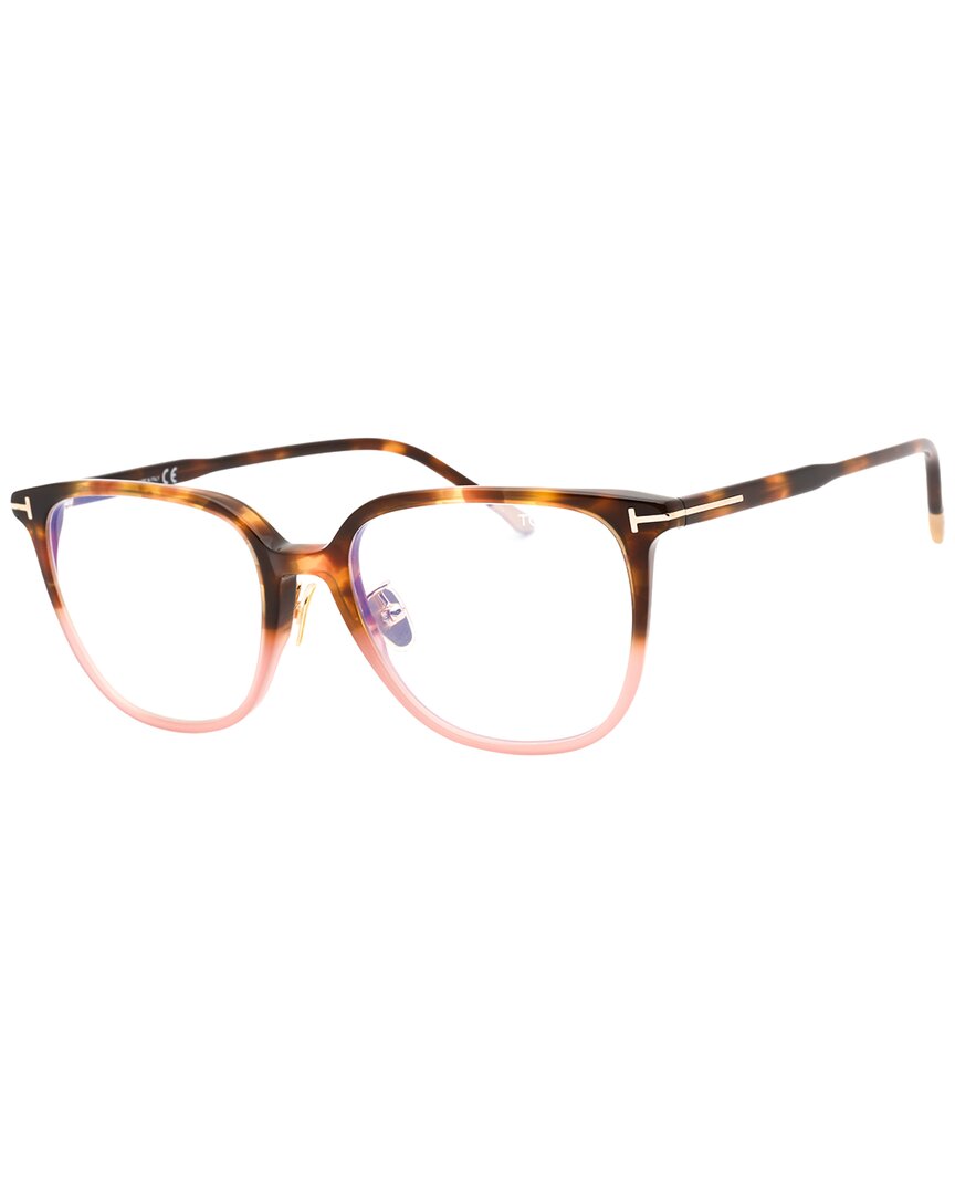 Tom Ford Ladies Brown Rectangular Eyeglass Frames Ft5778db In Multi