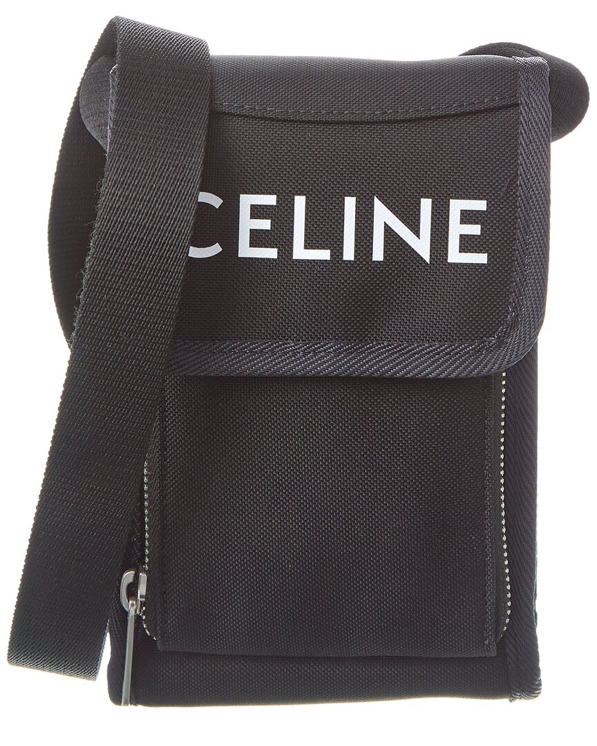 Shop Celine Trekking Nylon Phone Pouch In Black
