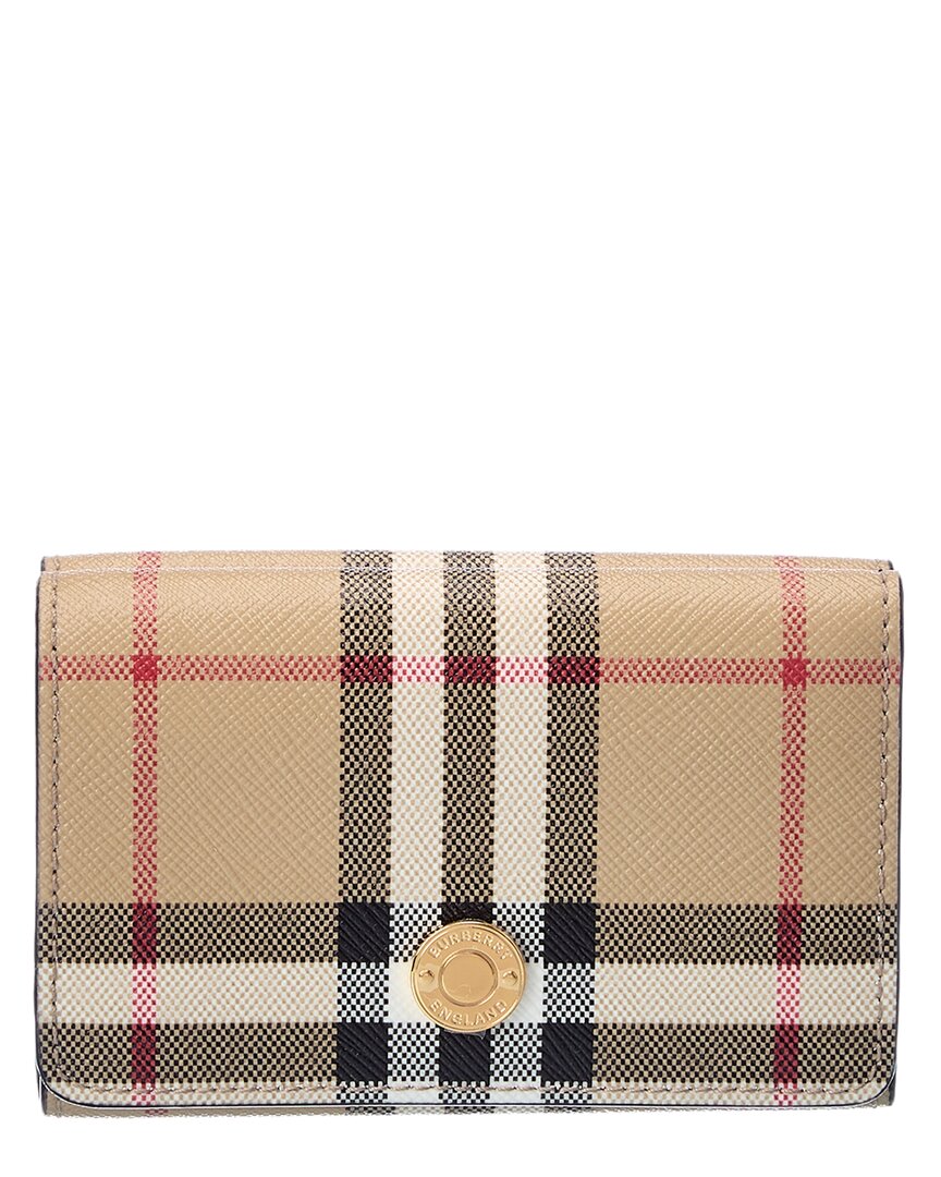 BURBERRY: Daniels wallet in Vintage Check print coated saffiano fabric -  Beige