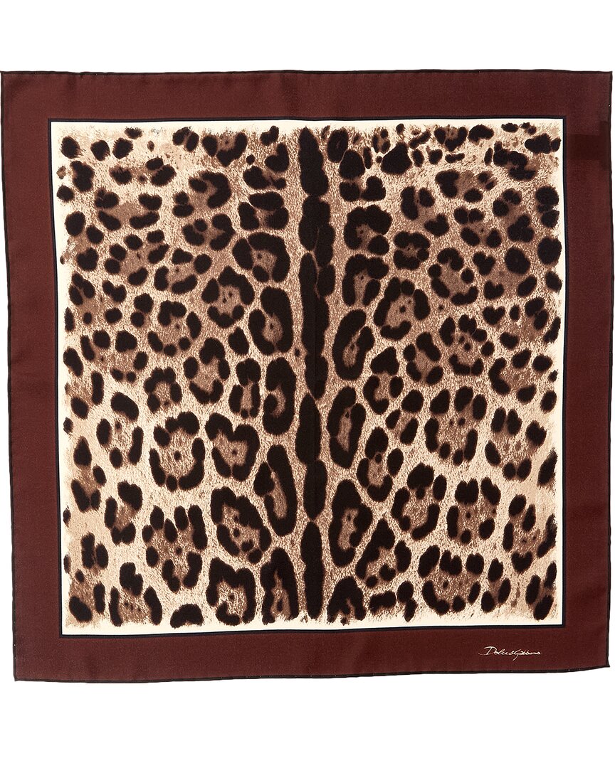 Shop Dolce & Gabbana Printed Silk Scarf In Brown