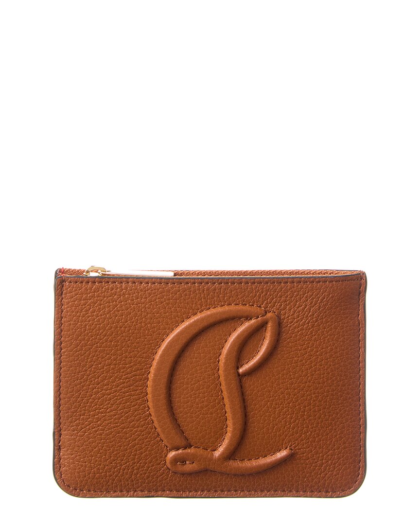Christian Louboutin By My Side Leather Card Case In Brown