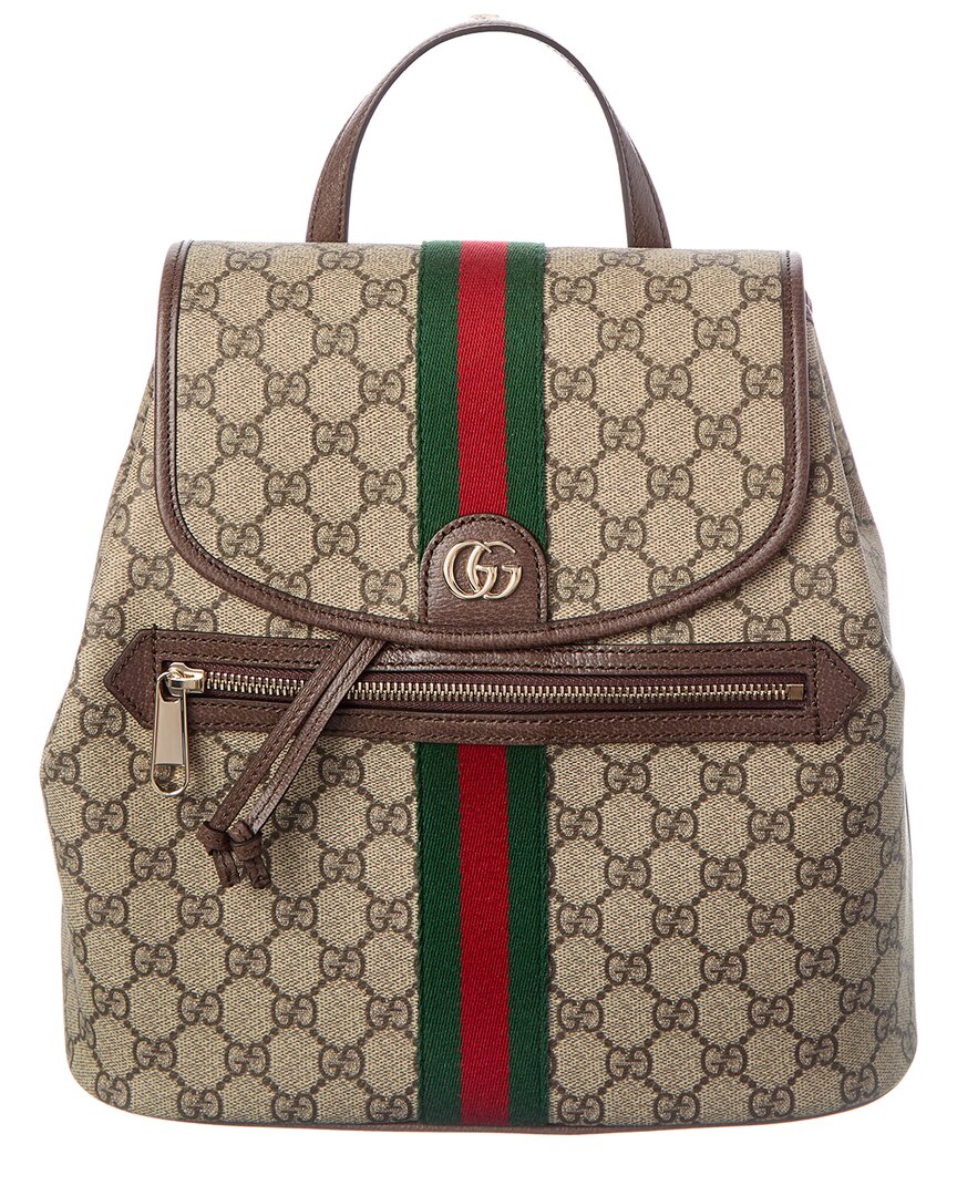 Gucci Ophidia Medium Gg Supreme Canvas & Leather Backpack In Brown