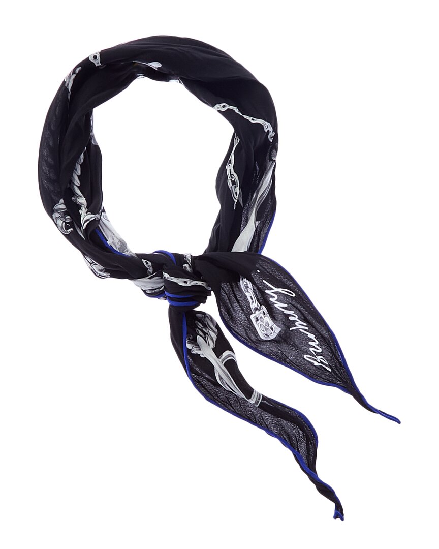 Burberry Graphic Print Silk Scarf In Black