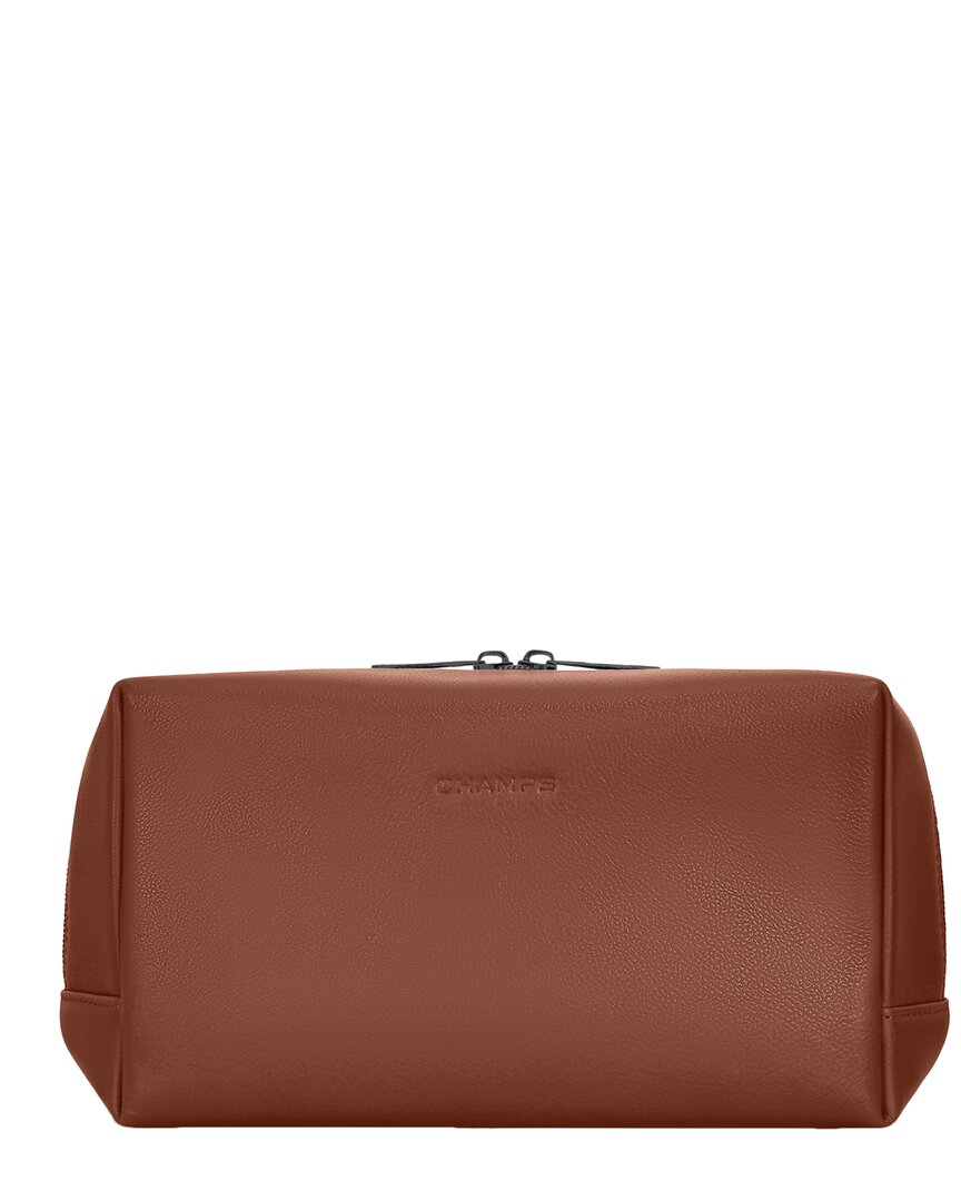 Champs Onyx Leather Toiletry Bag In Brown