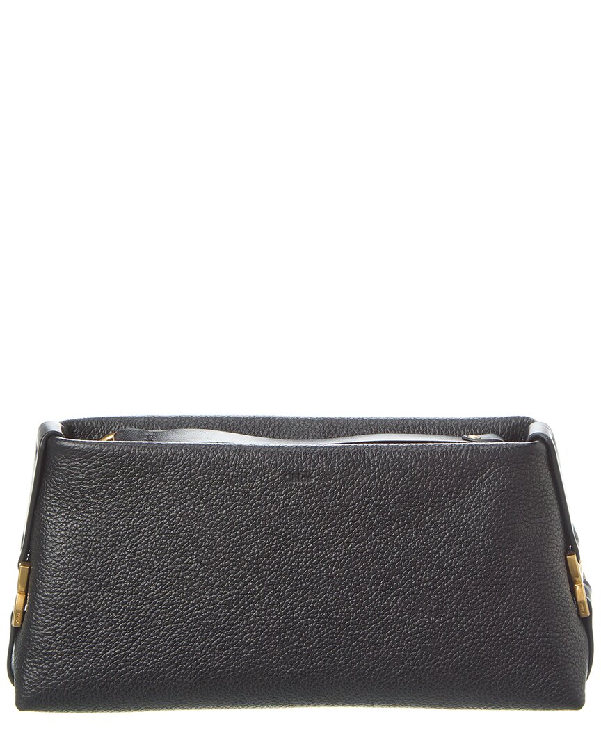 Shop Chloé Tulip Leather Pouch In Black