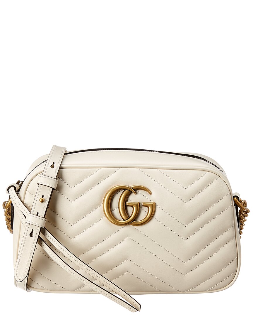Shop Gucci Gg Marmont Small Matelasse Leather Crossbody Camera Bag In White