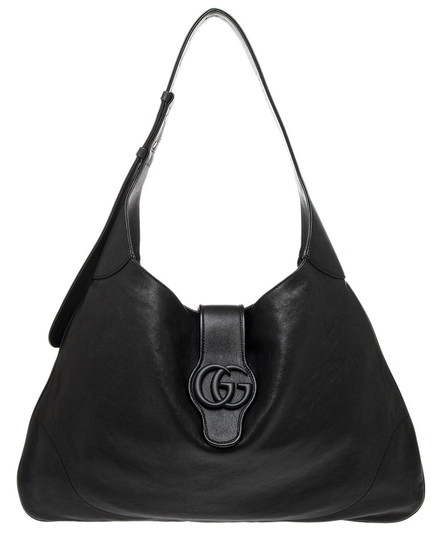 Gucci Aphrodite Large Leather Shoulder Bag In Black