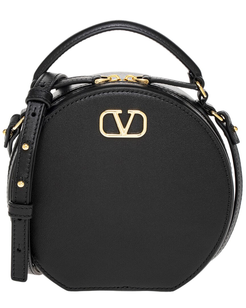 Shop Valentino Vlogo Leather Mini Bag In Black