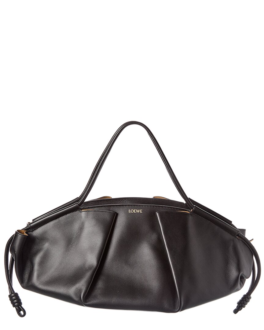 Loewe Flamenco Large Leather Tote In Black