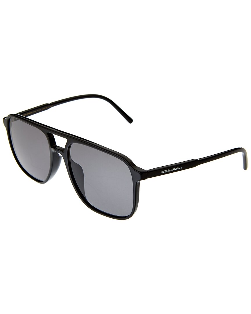 Dolce & Gabbana Polarized Aviator Sunglasses, 58mm In Black/gray Polarized Solid