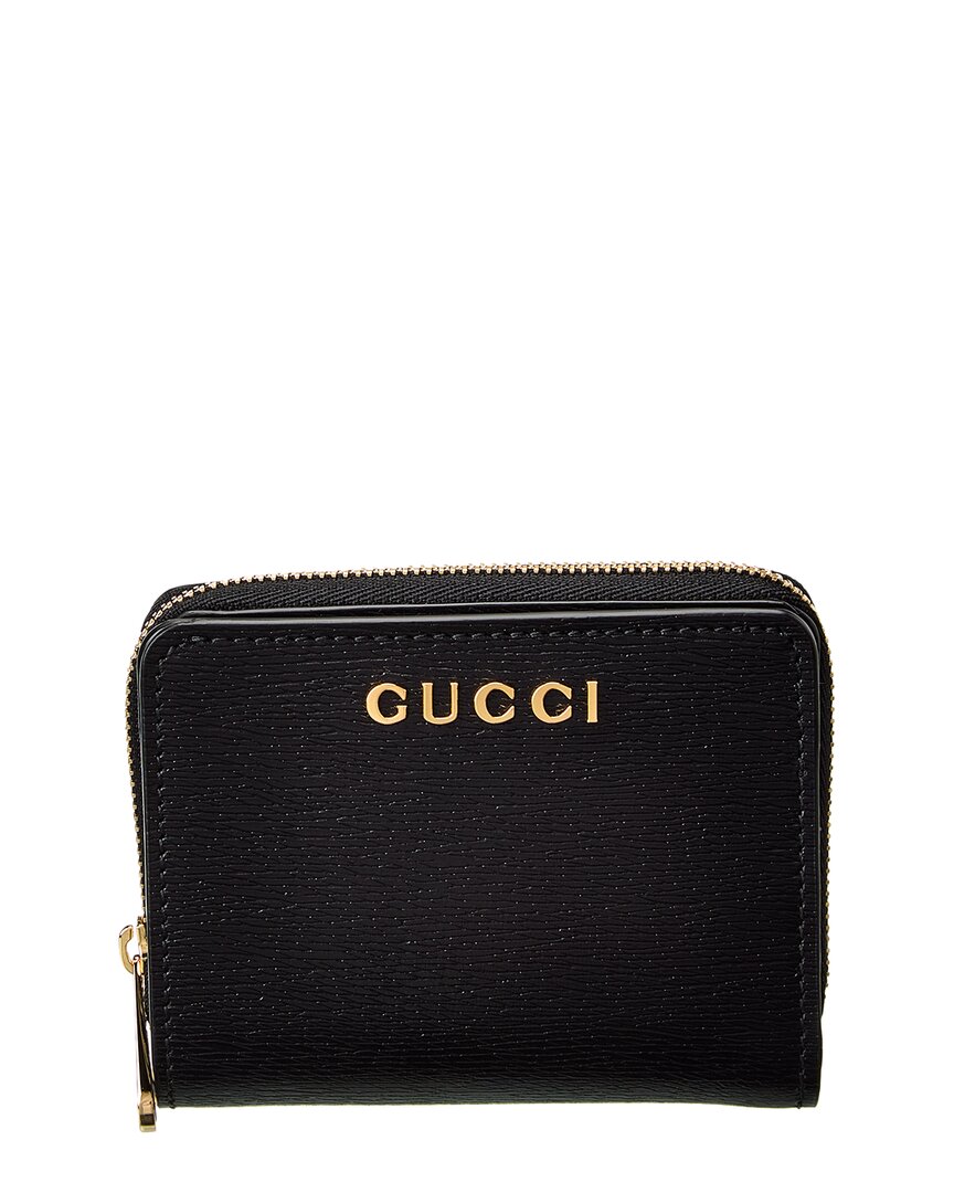 Shop Gucci Script Mini Leather Wallet In Black