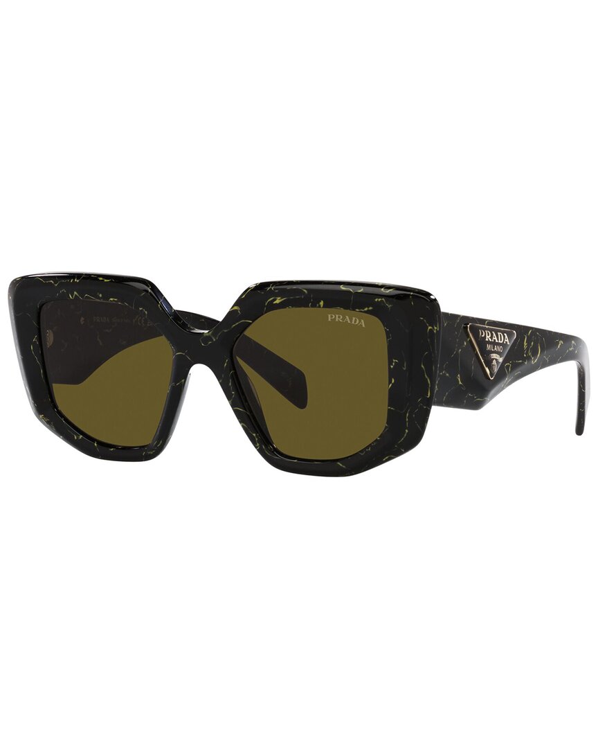 Prada Dark Brown Irregular Ladies Sunglasses Pr 14zs 19d01t 50 In Black