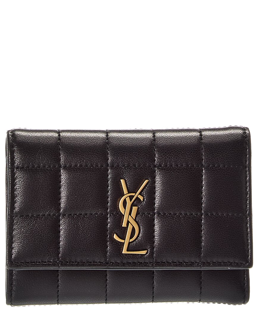 Saint Laurent Cassandre Leather Card Case In Black