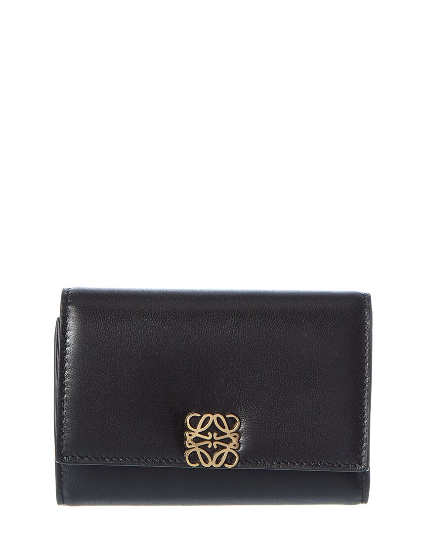 Loewe Puffer Anagram Small Leather Vertical Wallet In Black
