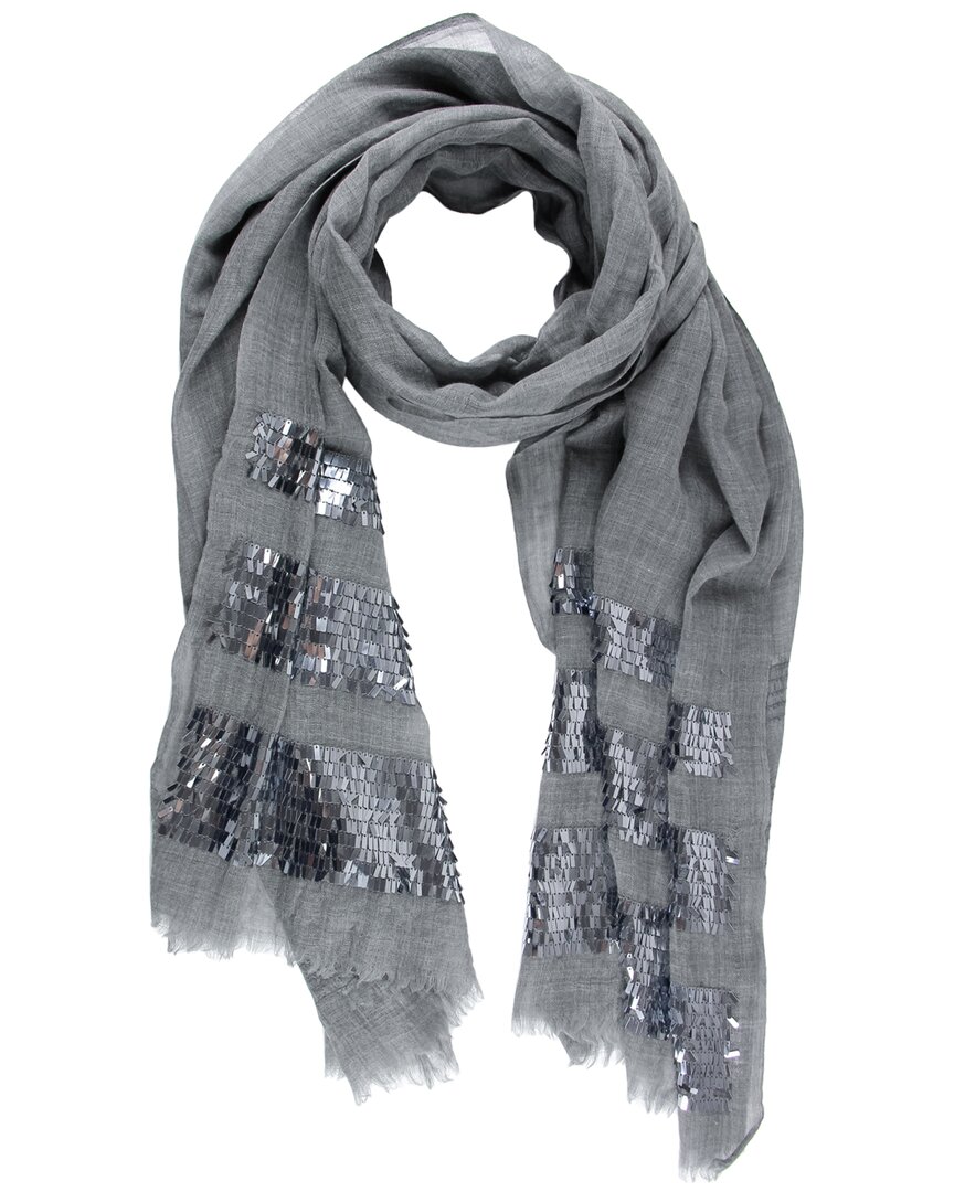 Saachi Wool Scarf With Sequins In Gray