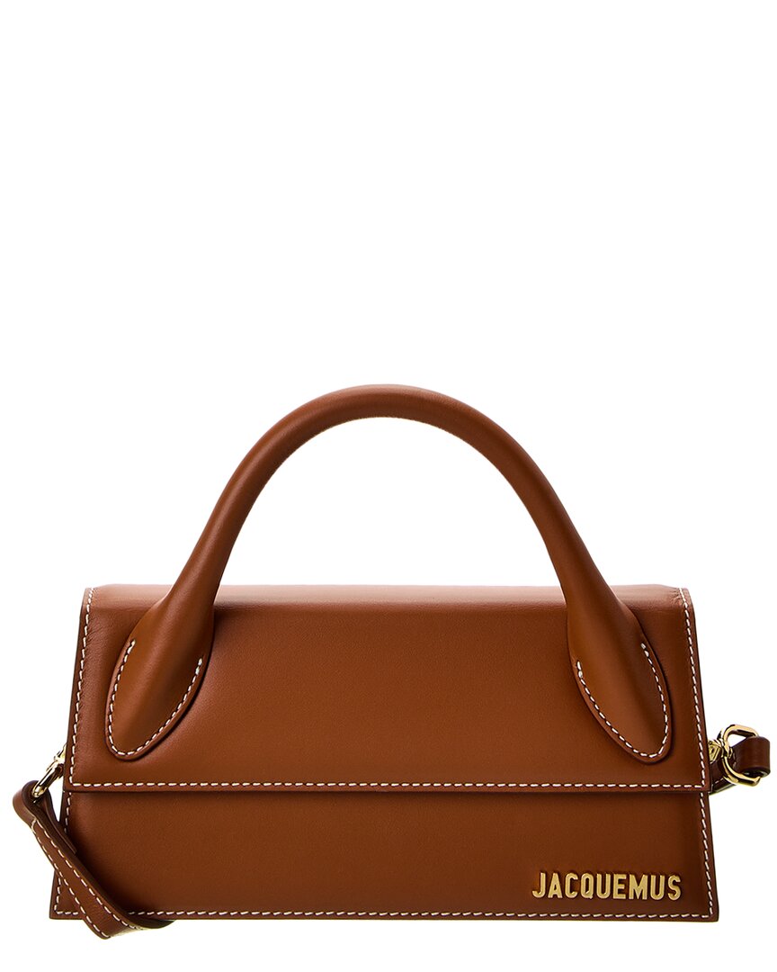 Shop Jacquemus Le Chiquito Long Leather Shoulder Bag In Brown