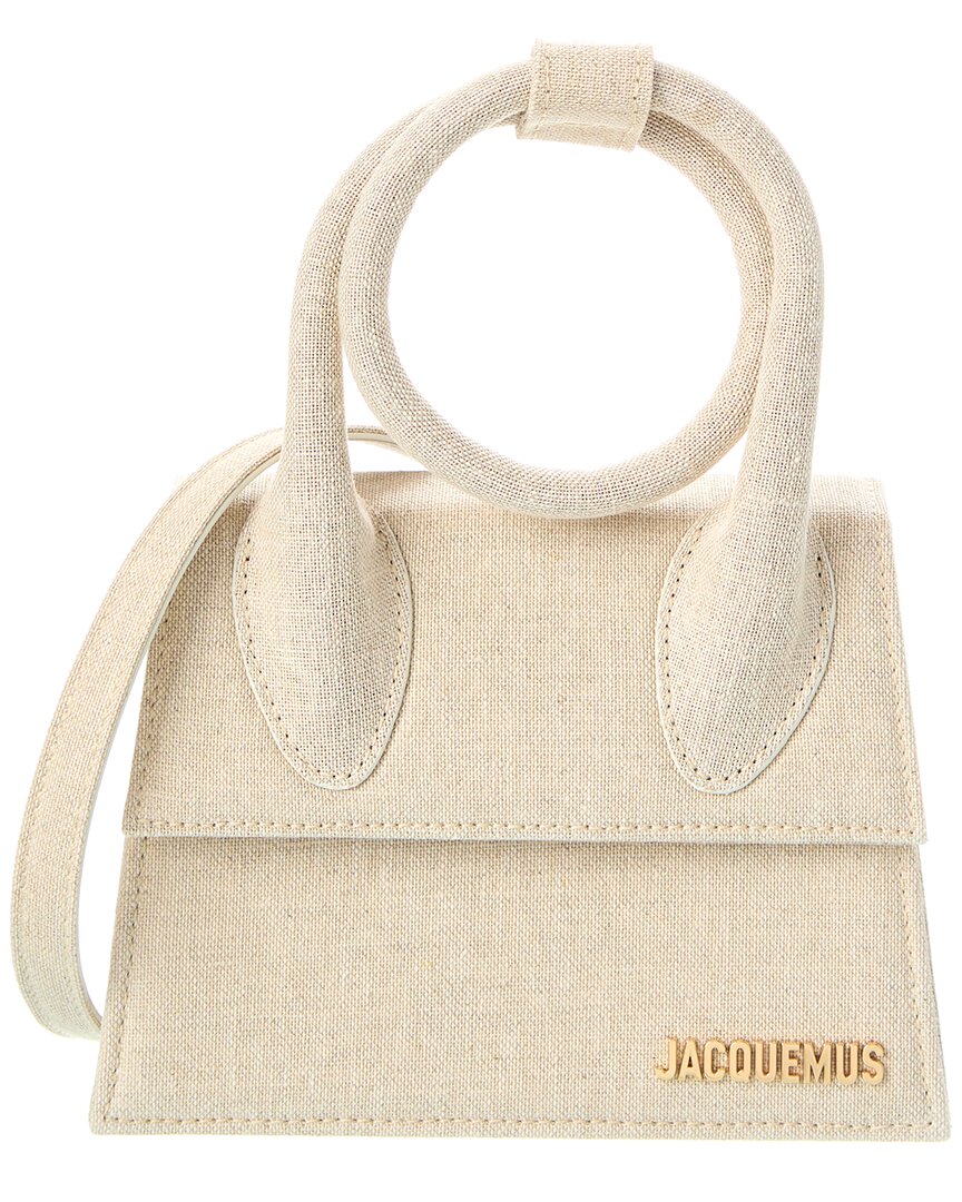 Shop Jacquemus Le Chiquito Noeud Canvas Shoulder Bag In Beige