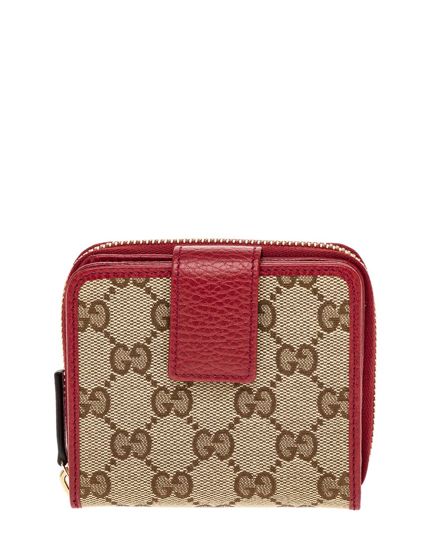 Shop Gucci Gg Canvas & Leather Coin Purse In Red