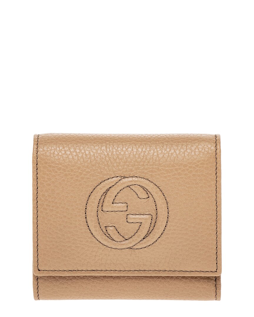 Shop Gucci Soho Leather French Wallet In Brown