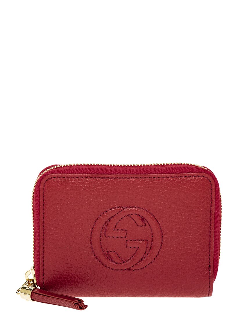 Shop Gucci Soho Leather Card Case In Red