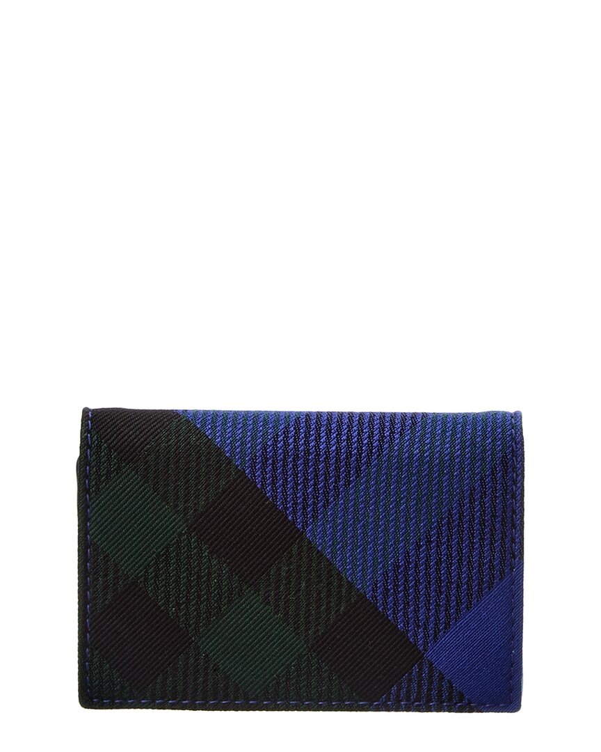 Burberry Check Canvas & Leather Card Holder In Blue