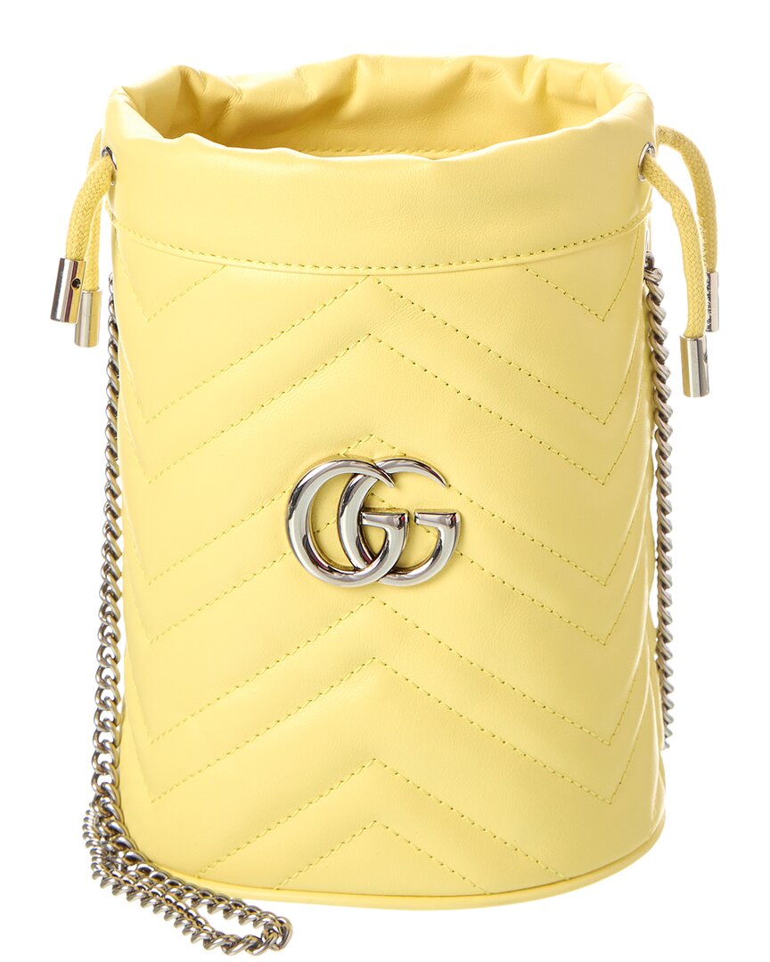 Gucci Gg Marmont Mini Matelasse Leather Bucket Bag In Yellow