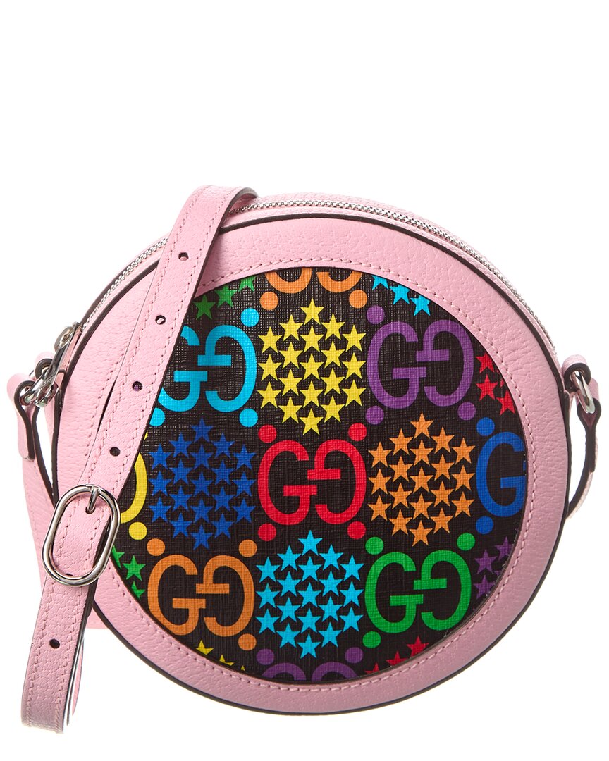 Gucci Gg Gg Psychedelic Canvas & Leather Crossbody In Pink
