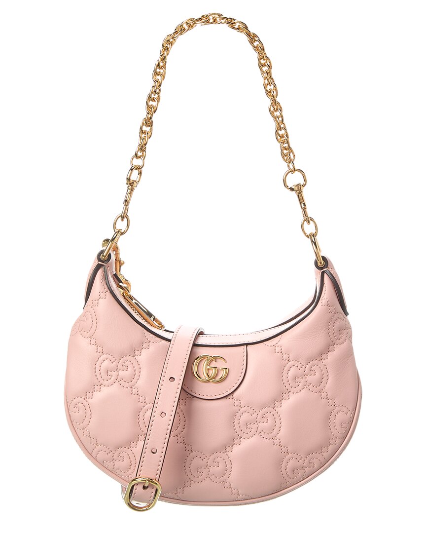 Shop Gucci Gg Matelasse Mini Leather Hobo Bag In Pink
