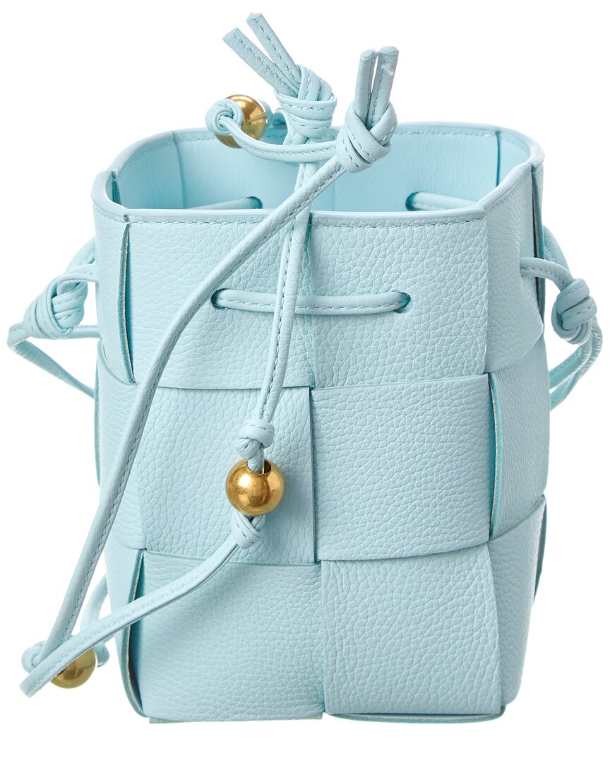 Shop Bottega Veneta Intreccio Leather Bucket Bag In Blue