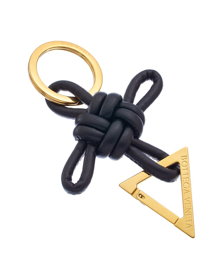 Bottega Veneta Knotted Cord Leather Key Ring In Black