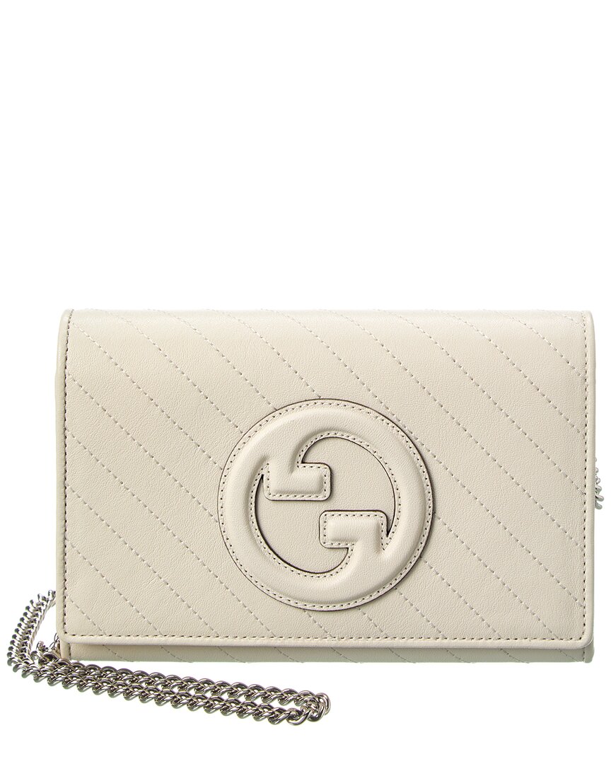 Gucci Blondie Leather Wallet On Chain In Neutral