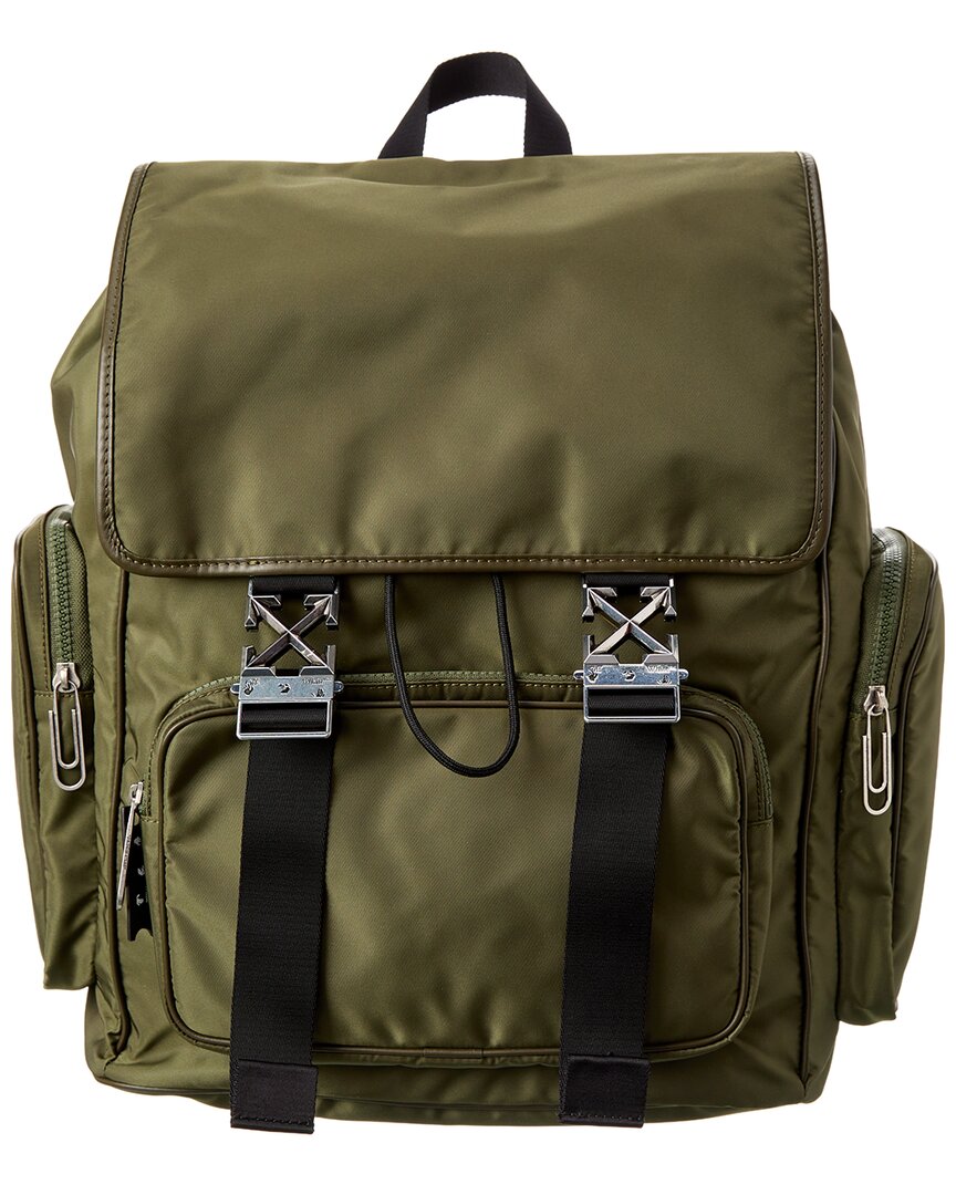 Off-white Arrow Tuc Nylon Backpack In Green
