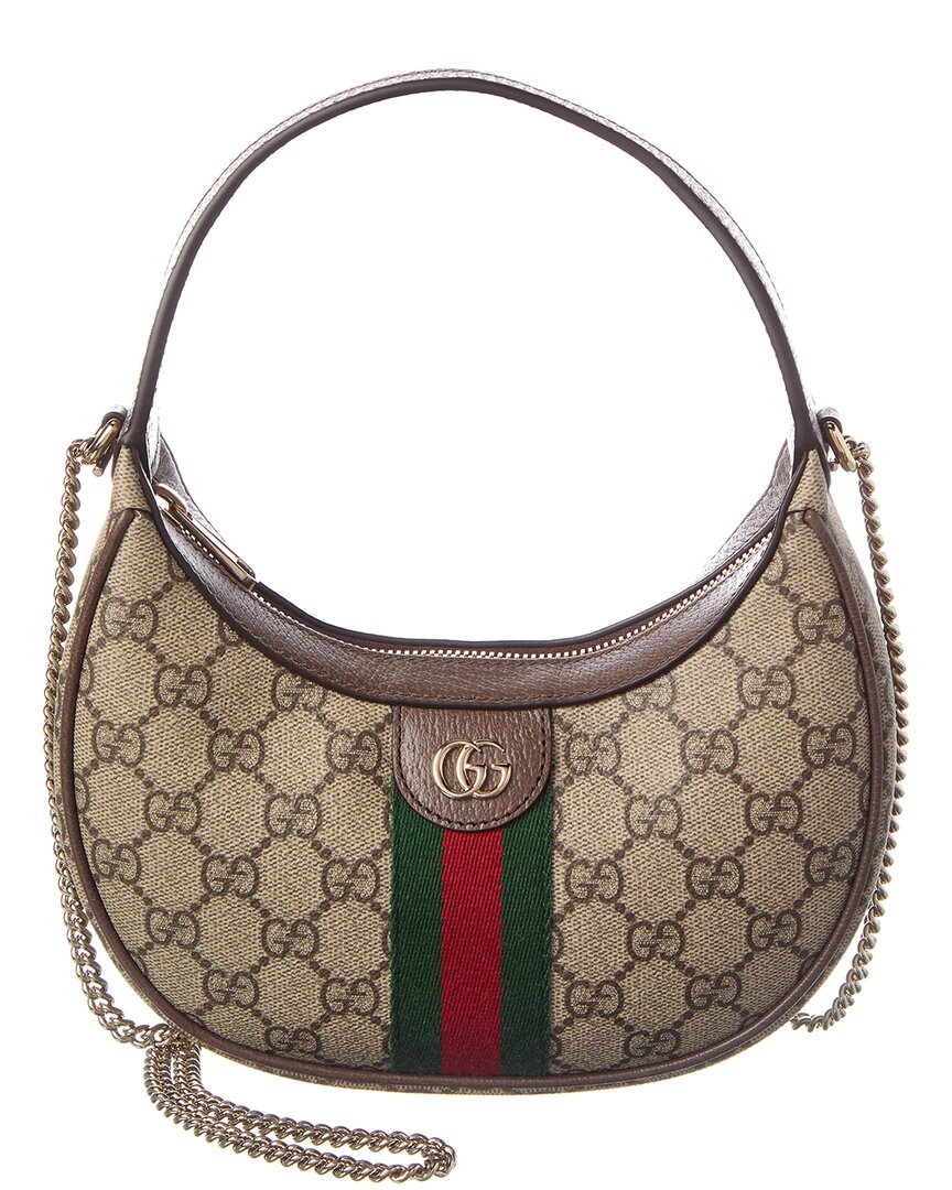 Gucci Ophidia Small Gg Supreme Canvas & Leather Hobo Bag In Brown