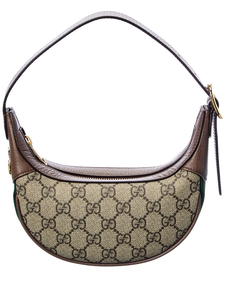 Gucci Gg Monogram Canvas Ophidia Shoulder Bag In Brown