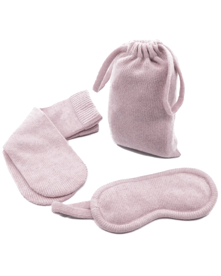 Portolano Cashmere Socks, Eyemask And Pouch In Light Pink