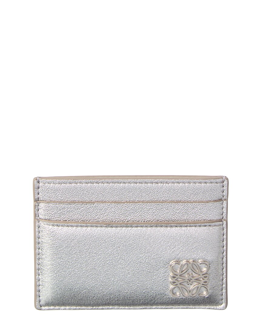 Loewe Puffer Anagram Leather Card Holder In Silver