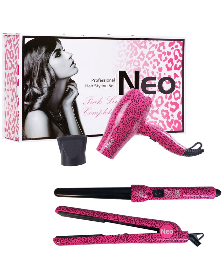 Neo Choice Unisex The Full Set - 1.25 Ceramic Flat Iron With 25-18mm Curling Wand & Mini Travel Hair