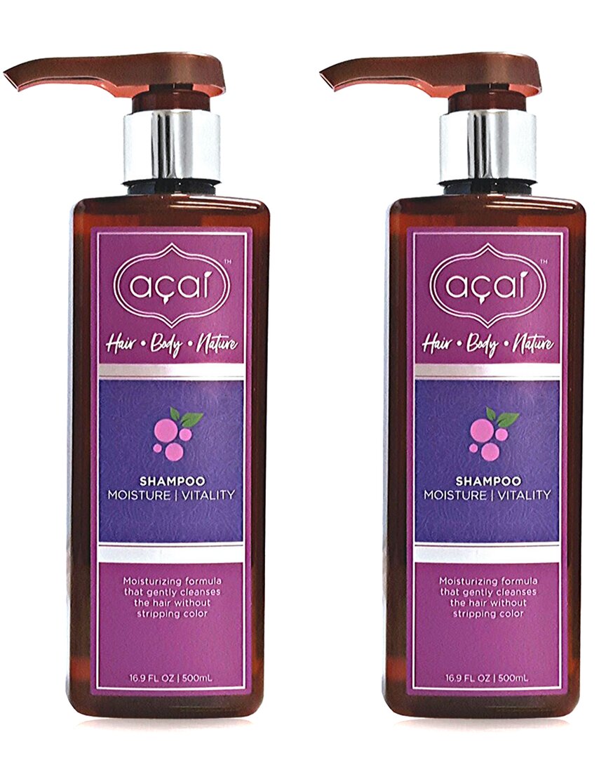 Acai Unisex 16.9oz Moisture & Vitality Shampoo 2 Pack In White