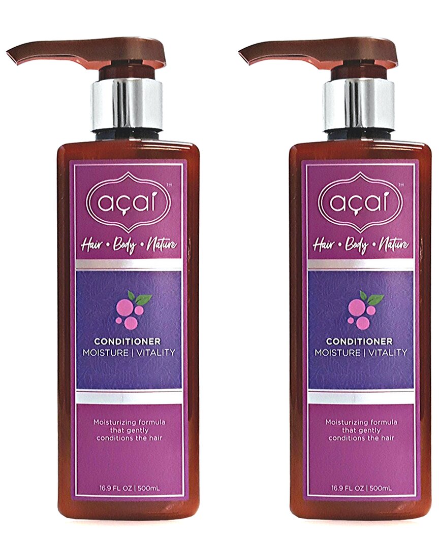 Acai Unisex 16.9oz Moisture & Vitality Conditioner 2 Pack In White