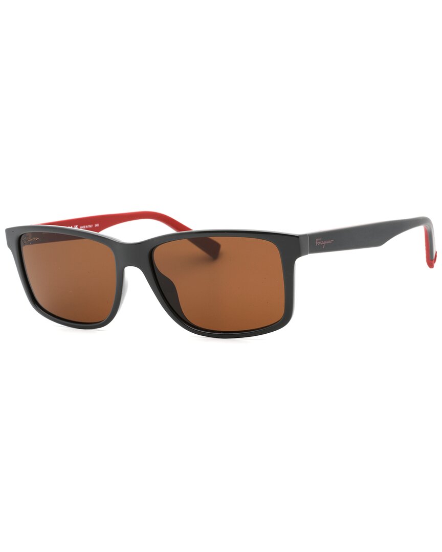 Ferragamo Salvatore  Brown Rectangular Men's Sunglasses Sf938s 023 57 In Red