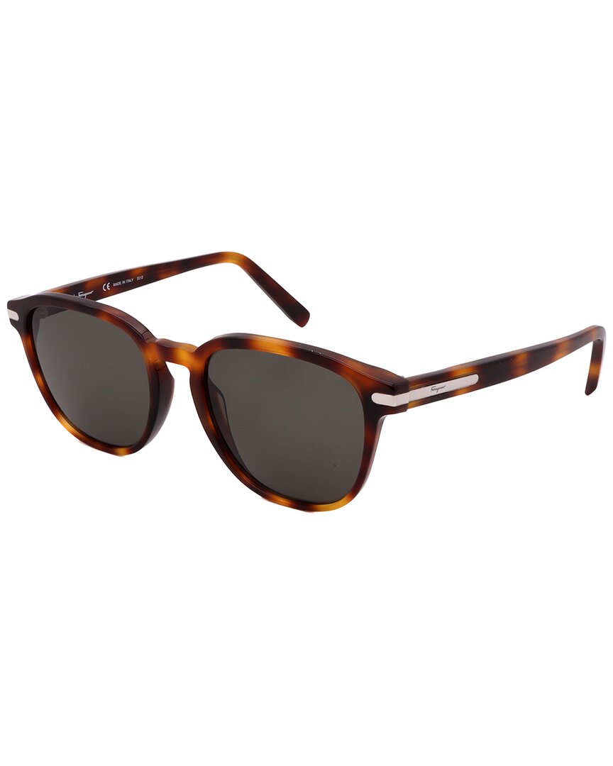 Ferragamo Salvatore Grey Square Men's Sunglasses Sf993s 214 53 In Brown
