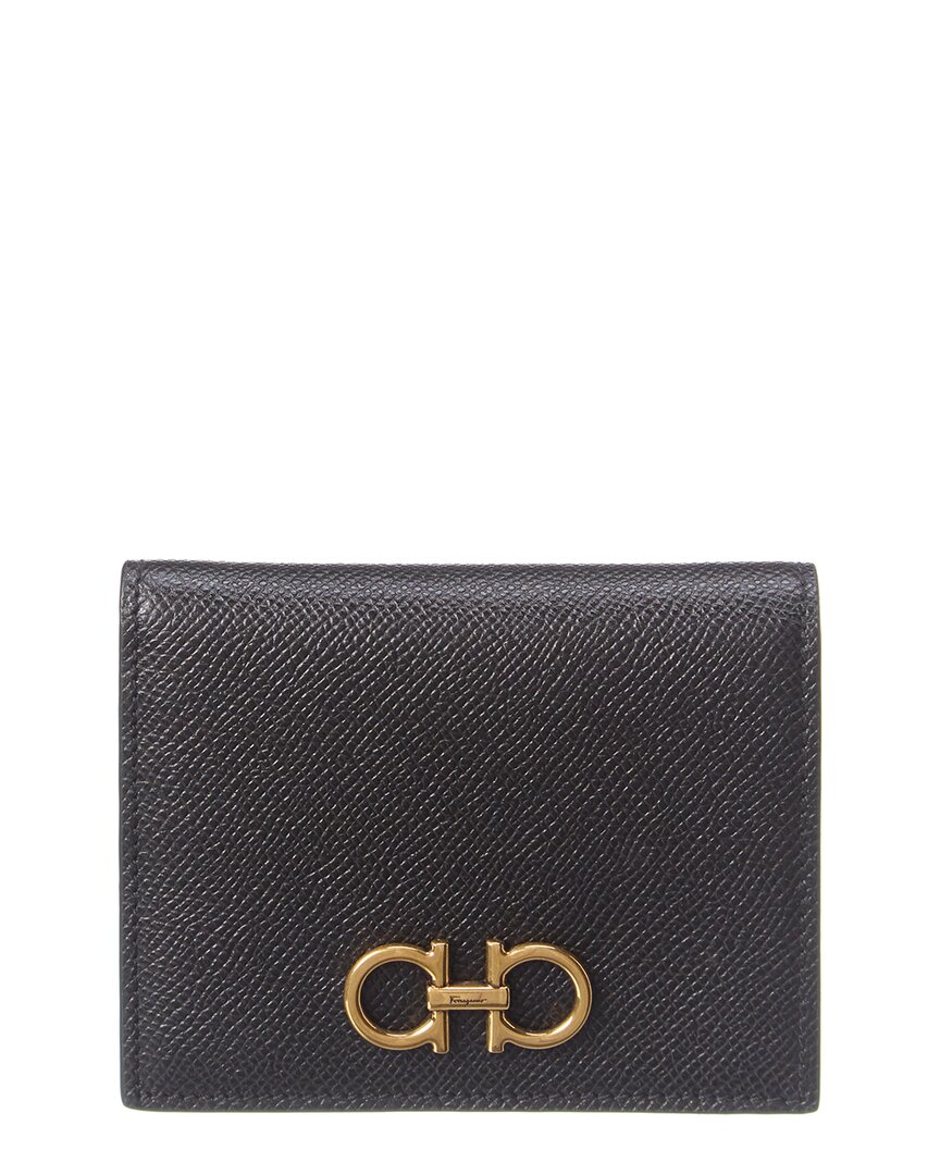 Ferragamo 'gancini' Black Bifold Wallet In Black