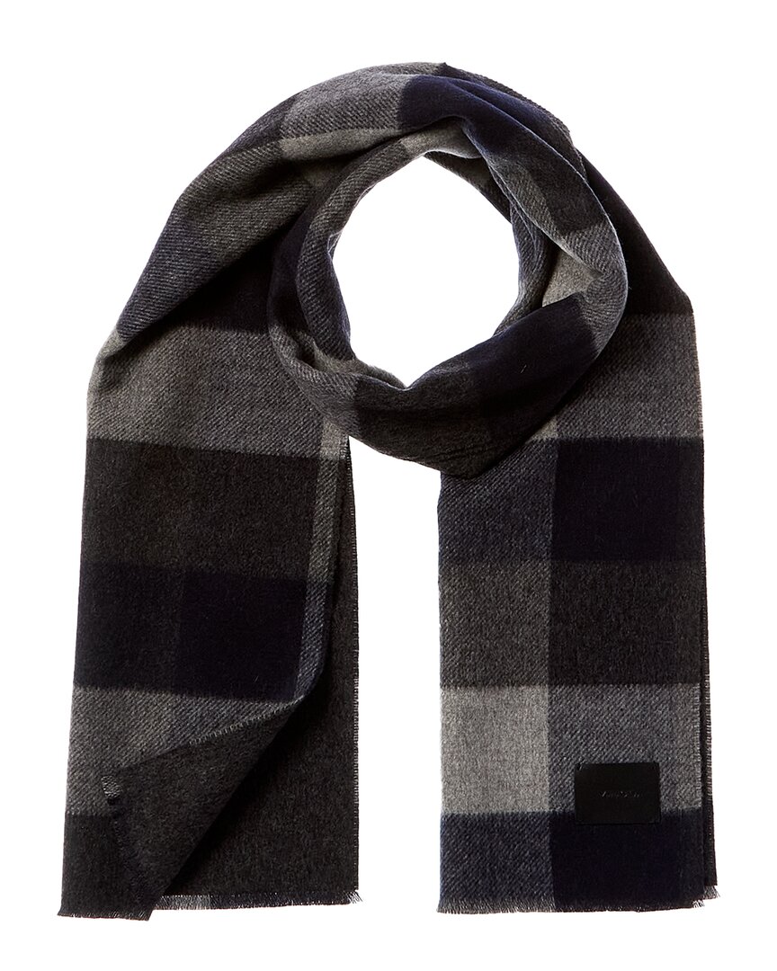 Vince Double Face Stafford Plaid Wool & Cashmere-blend Scarf In Black
